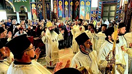 Епископ Јеротеј у храму Светог Василија Острошког у Касарским Ливадама